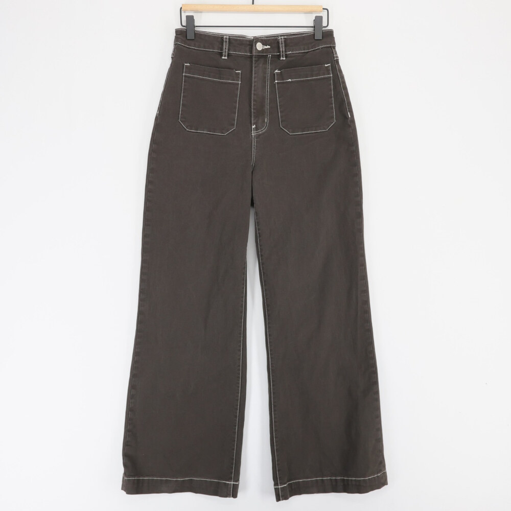 Rollas Sailor Jeans Womens 29 Taupe High Rise Wide Leg Contrast Stitch